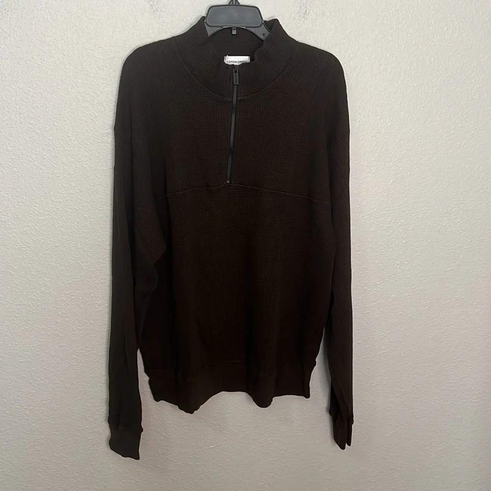 Cotton Citizen Cooper Half Zip Espresso NWT